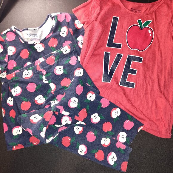 Pre-owned Children's Place 3-Piece Matching Solid Red Shirt and Apples Printed - Picture 12 of 13